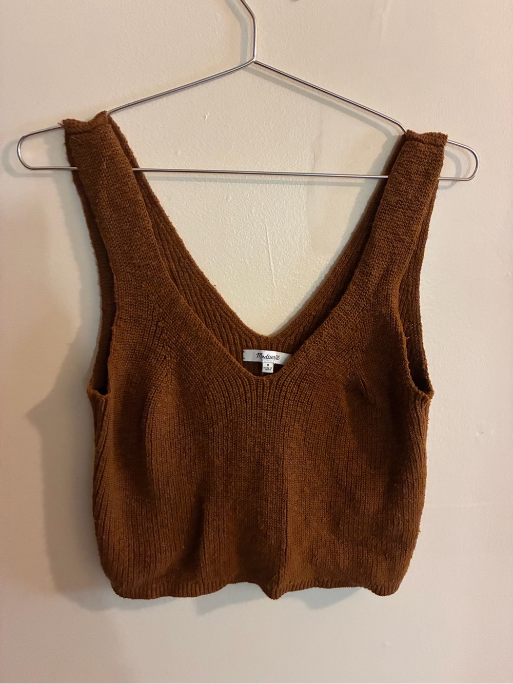 Madewell Knit V-Neck Tank Top - Chestnut Brown